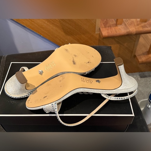 Nina Cream and Silver Sandals with Rhinestone Straps - Picture 5 of 5